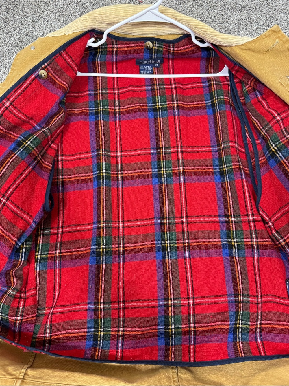 Vintage Y2K Nautica Barn Field Canvas Full Zip Wool Plaid Blanket Liner Coat E - Picture 12 of 13